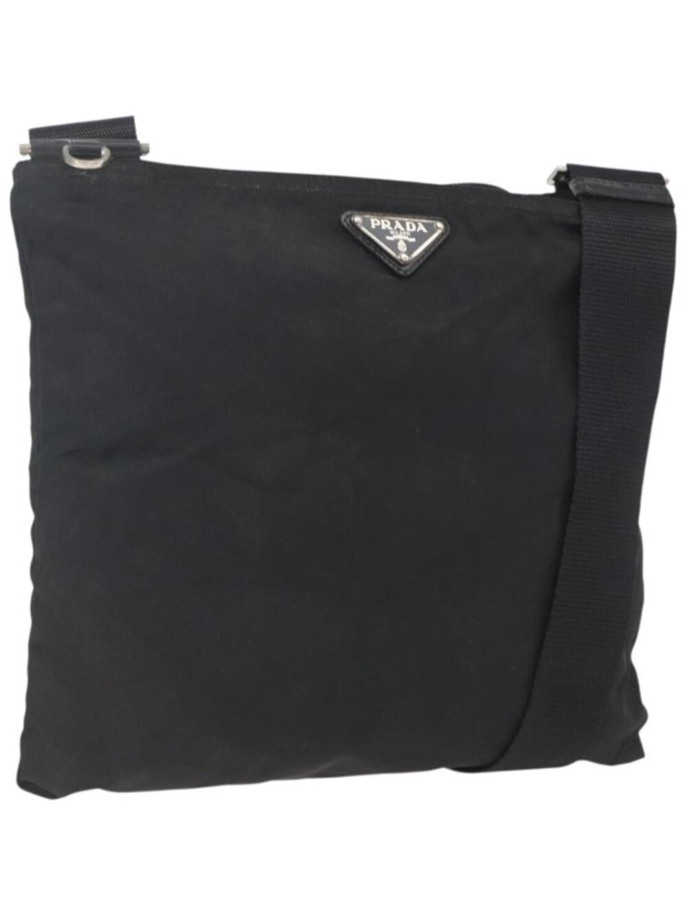 PRADA Shoulder Bag Nylon Black Silver